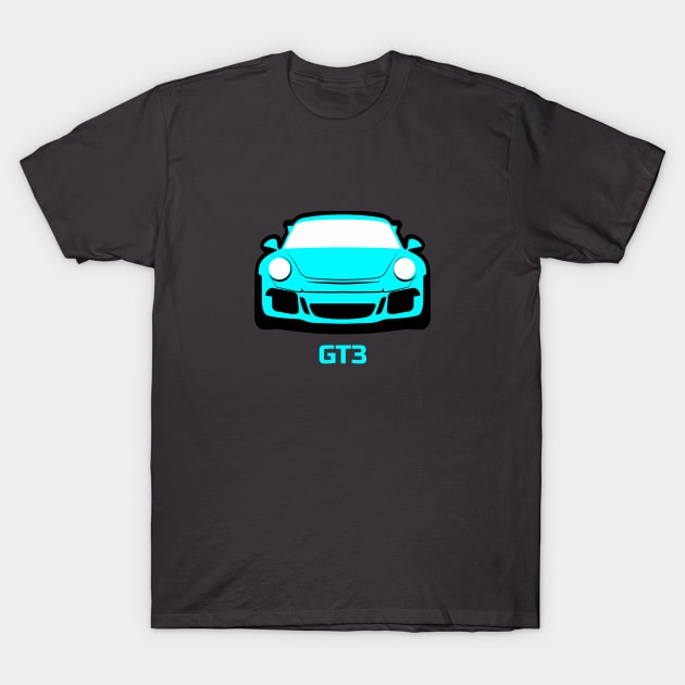 Porsche 911 GT3 Miami Blue T-Shirt by Carsncoolstuff